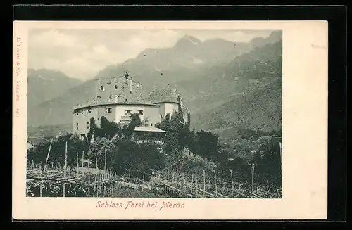 AK Meran, Schloss Forst mit Bergpanorama