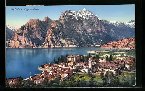 AK Torbole /Lago di Garda, Teilansicht mit Bergen