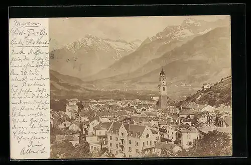 AK Meran /Süd-Tirol, Ortsansicht mit Bergen