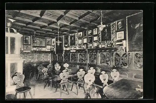 AK Bozen, Innenansicht Gasthaus Batzenhäusl, Defreggerzimmer