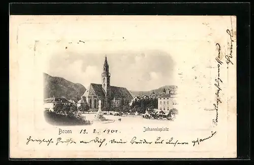 AK Bozen, Johannisplatz mit Kirche