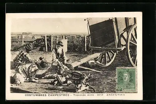 AK Rep. Argentina, Costumbres Campestres, Tomando mate