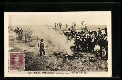 AK Rep. Argentina, Costumbres Campestres, Asado con cuero