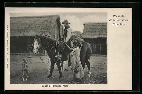 AK Republica Argentina, Gaucho Tomando Mate