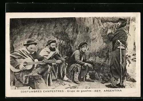 AK Rep. Argentina, Costumbres Campestres, Grupo de gauchos