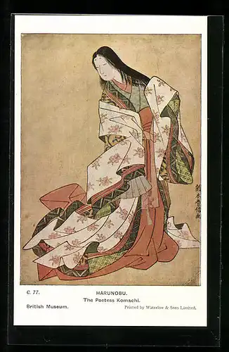 Künstler-AK Harunobu, The Poetess Komachi