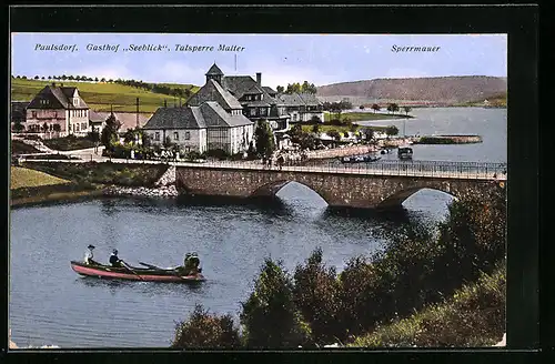 AK Paulsdorf, Gasthof Seeblick mit Talsperre Malter und Sperrmauer