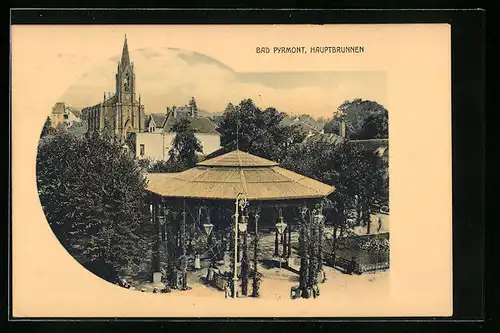 AK Bad Pyrmont, Hauptbrunnen und Dom