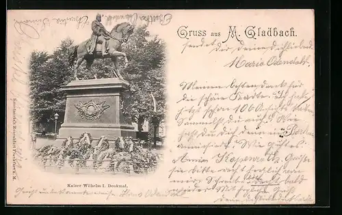AK M. Gladbach, Kaiser Wilhelm I. Denkmal