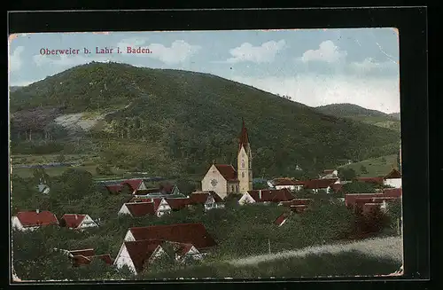 AK Oberweier b. Lahr i. Baden, Gesamtansicht mit Kirche