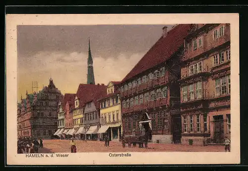 AK Hameln a. d. Weser, Osterstrasse mit Pferdekutsche