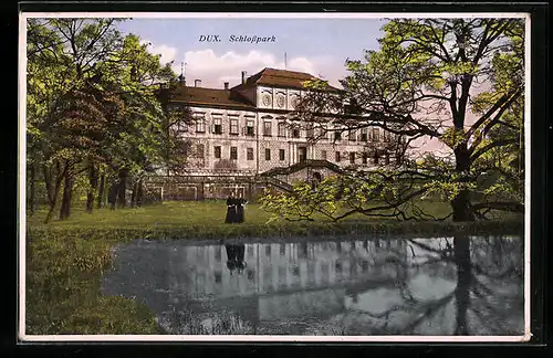 AK Dux, Idylle im Schlosspark