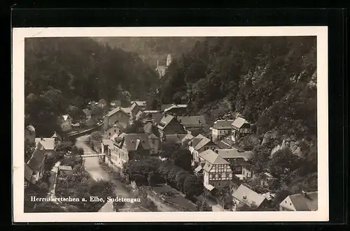 AK Herrnskretschen a. Elbe, Teilansicht aus der Vogelschau