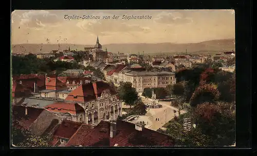 AK Teplitz-Schönau, Totale von der Stephanshöhe aus gesehen