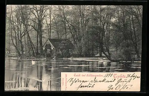 AK Teplitz, Teich im Schlossgarten