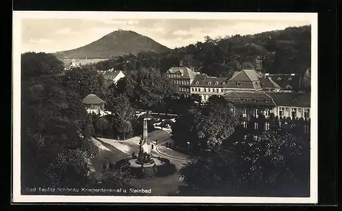 AK Teplitz-Schönau, Kriegerdenkmal mit Steinbad