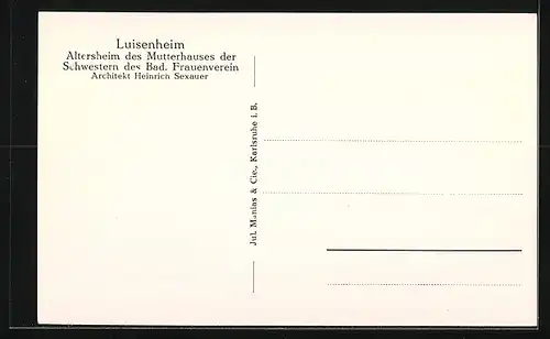 AK Karlsruhe i. B., Altersheim Luisenheim des Mutterhauses der Schwestern des Bad. Frauenvereins