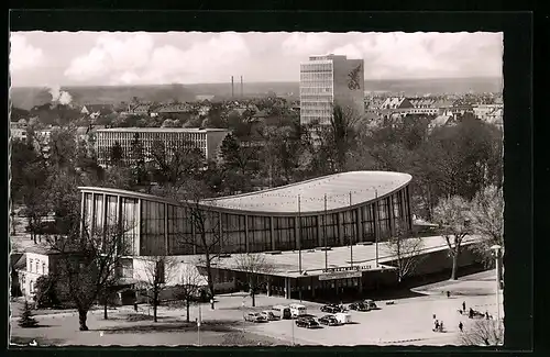 AK Karlsruhe i. B., Blick zur Schwarzwaldhalle