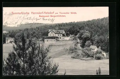 AK Herrndorf-Hetzdorf, Blick zum Restaurant Bergschlösschen