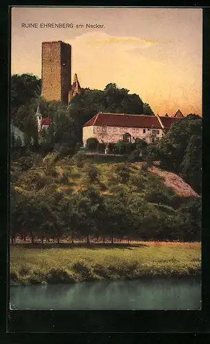 AK Heinsheim a. Neckar, Blick auf die Ruine Ehrenberg