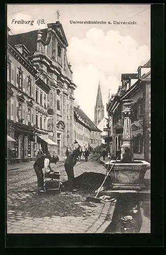 AK Freiburg i. B., Universitätskirche und Universität