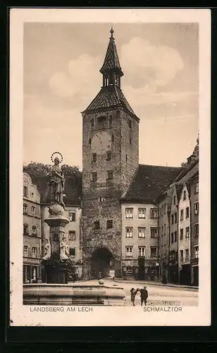 AK Landsberg a. Lech, Brunnen und Schmalztor