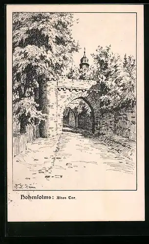 Künstler-AK Hohensolms, Altes Tor