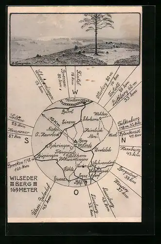AK Behringen, Landkarte mit Bergen