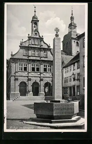 AK Buchen / Odenwald, Marktplatz mit Ehrenmal
