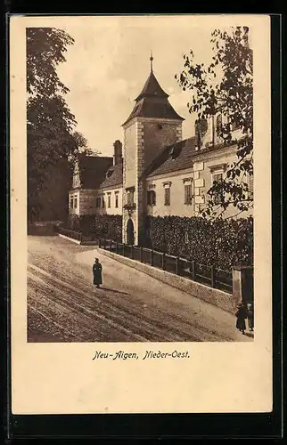 AK Neu-Aigen, Strassenpartie mit Herrenhaus