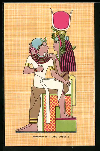 Künstler-AK Pharaoh Seti I and Goddess