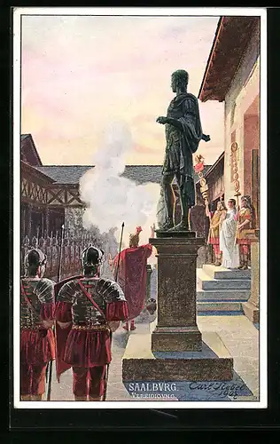 Künstler-AK Saalburg, Vereidigung von Legionären