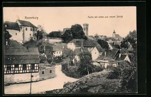 AK Ronneburg, Partie mit altem und neuem Schloss