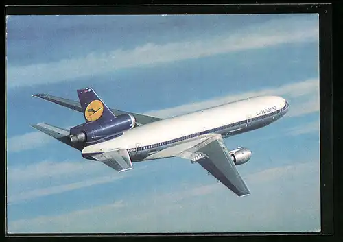 AK Flugzeug der Lufthansa DC10 in der Luft