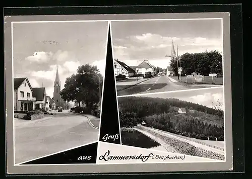 AK Lammersdorf /Bez. Aachen, Strassenpartie mit Kirche