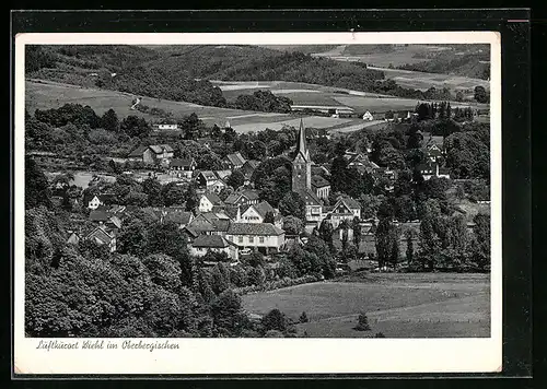 AK Wiehl im Oberbergischen, Gesamtansicht mit Umland und Kirche