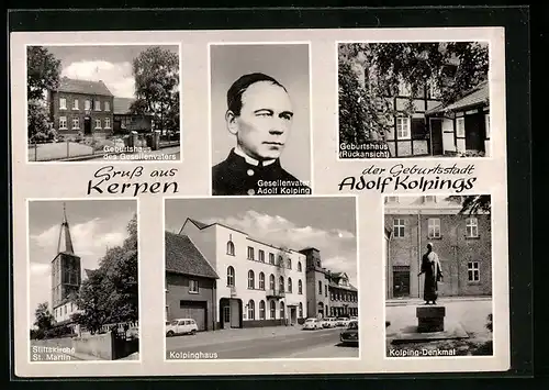 AK Kerpen, Gesellenvater Adolf Kolping, Kolpinghaus, Kolping-Denkmal