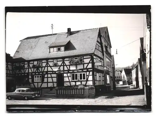 15 Fotografien Ansicht Rüdenau, Gasthaus zur Krone mit Innenansicht, Gasthaus Stern, Kriegerdenkmal, 1965