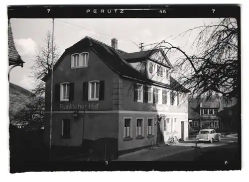 5 Fotografien Ansicht Amorbach i. Odenwald, Gasthaus Fränkischer Hof mit Innenansicht, Klavierzimmer, Kachelofen