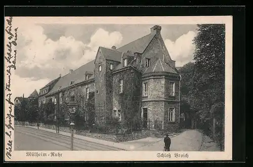 AK Mülheim a. d. Ruhr, Strassenpartie, Schloss Broich