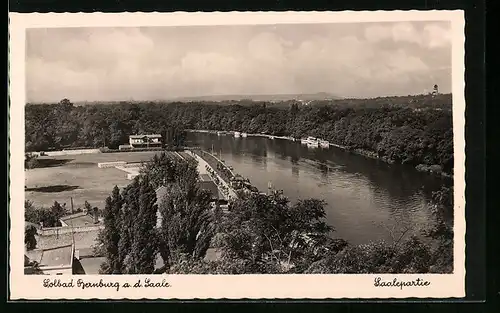 AK Bernburg a. d. Saale, Saalepartie aus der Vogelschau