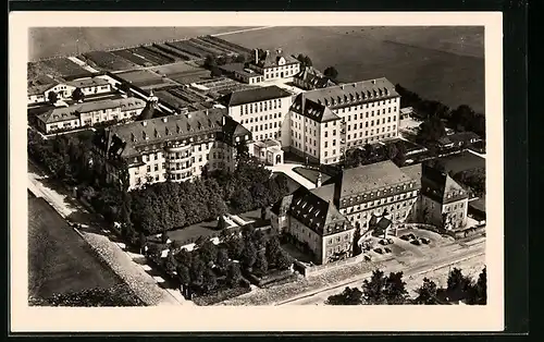 AK München-Nymphenberg, Krankenanstalt des Dritten Ordens, Fliegeraufnahme