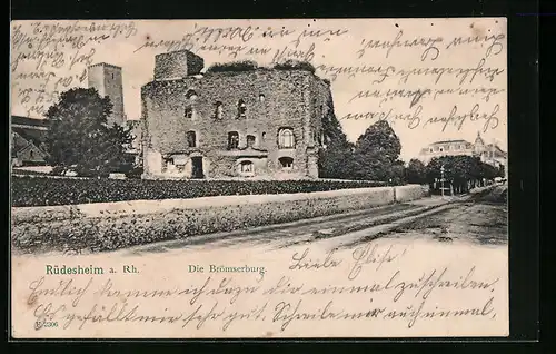 AK Rüdesheim a. Rh., Blick auf die Brömserburg von der Strasse aus