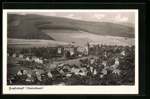 AK Grafschaft /Sauerland, Ort mit Fachwerkhäusern und Feldern aus der Vogelschau