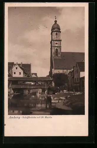 AK Amberg, Schiffbrücke mit St. Martin