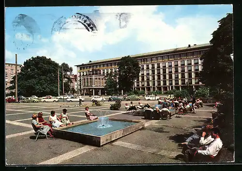 AK Hannover, Springbrunnenbecken und Bau am Georgsplatz