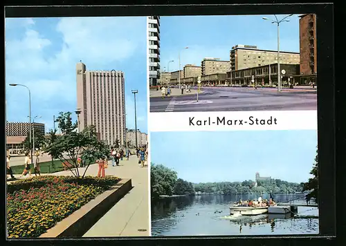 AK Karl-Marx-Stadt, Interhotel Kongress mit Stadthalle, Strasse der Nationen