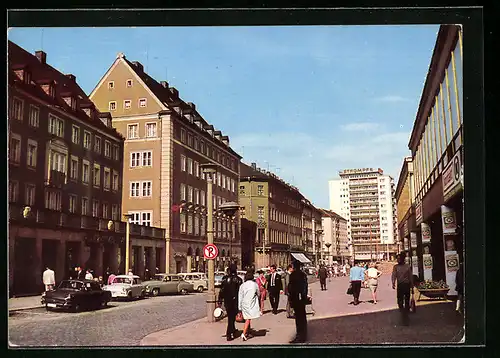 AK Karl-Marx-Stadt, Innere Klosterstrasse mit Hochhaus