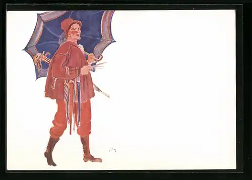 Künstler-AK Fete Federale de Chant, Festival, Marchand de Parapluies