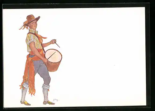 Künstler-AK Fete Federale de Chant, Festival, Tambour